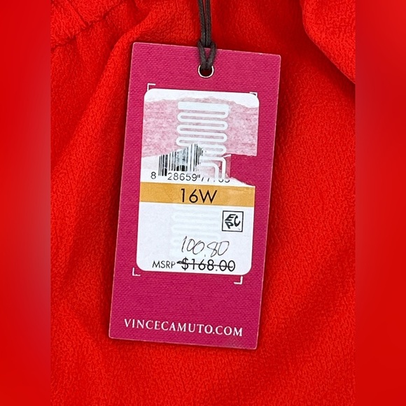 Vince Camuto Off The Shoulder Dress Size‎ 16W Ruffle Hem Half Sleeve Orange - Picture 8 of 10